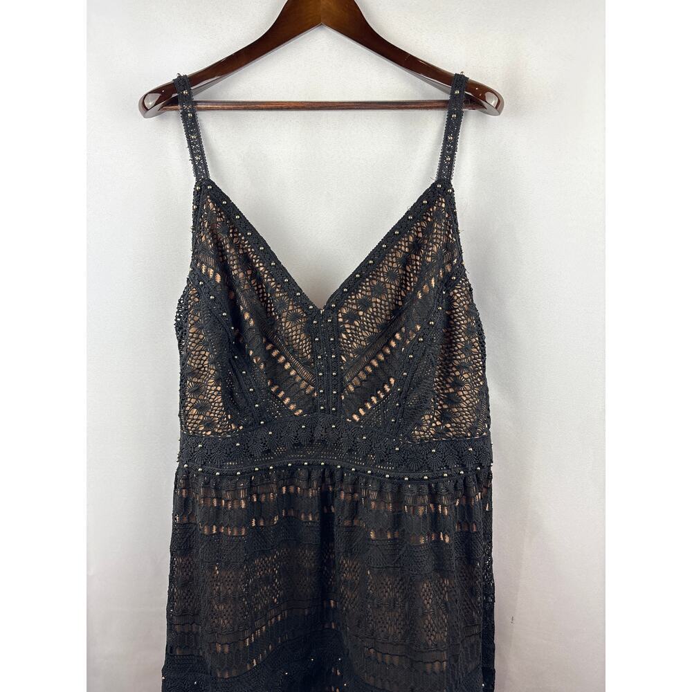 Women’s City Chic XXL Black Lace Sleeveless Maxi Dress w/ Gold Hardware